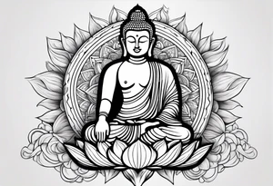 Buddha on lotus ,compass tattoo idea
