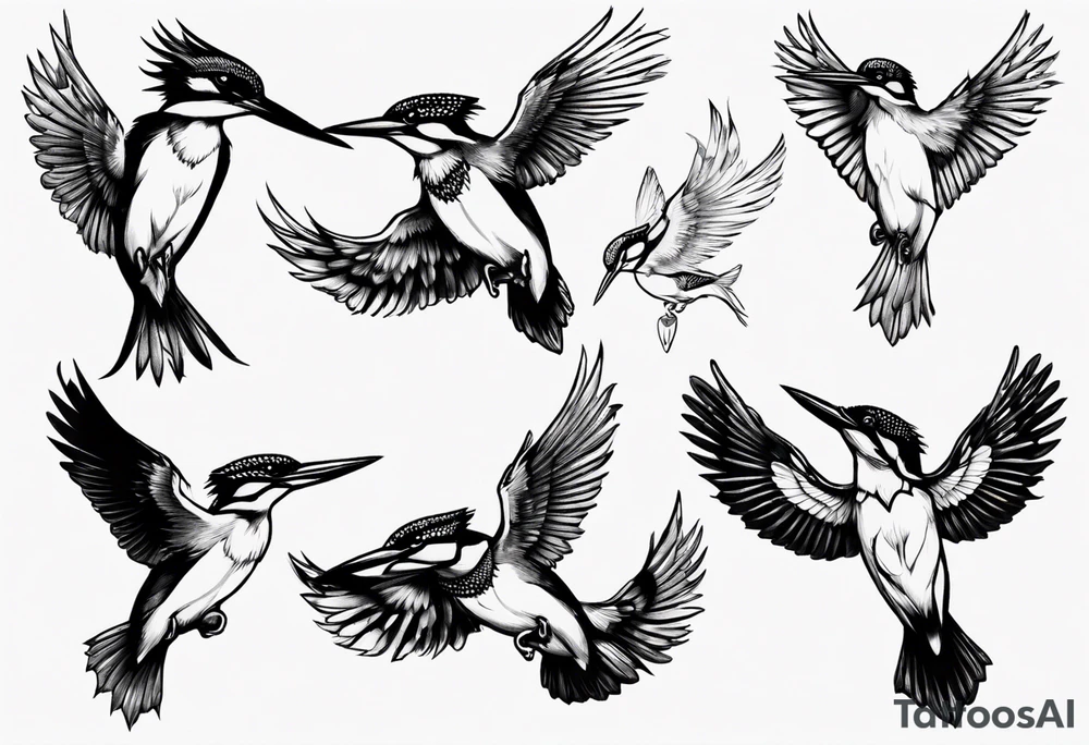 kingfisher taking flight tattoo idea