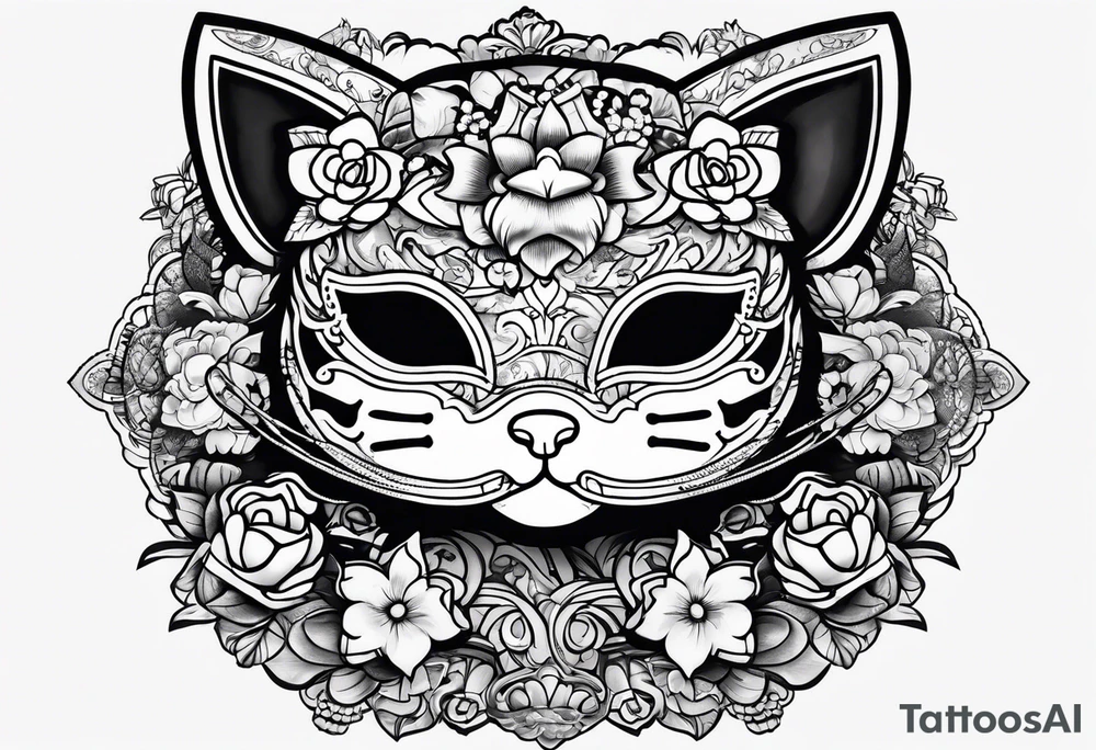 hello kitty with a mask on her face tattoo idea
