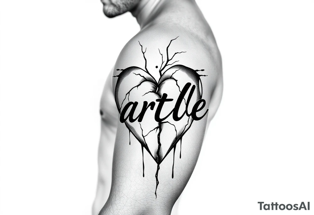 Heartless words written with broken real heart design tattoo idea