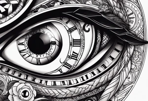 human eye with snake and clock tattoo idea