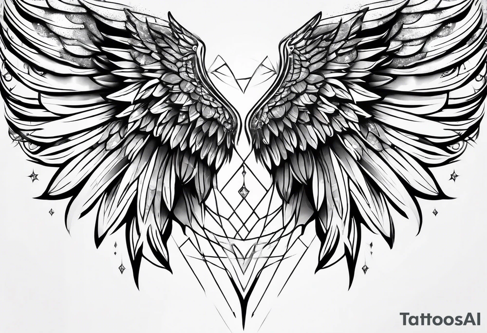 Diamond angel wings tattoo idea