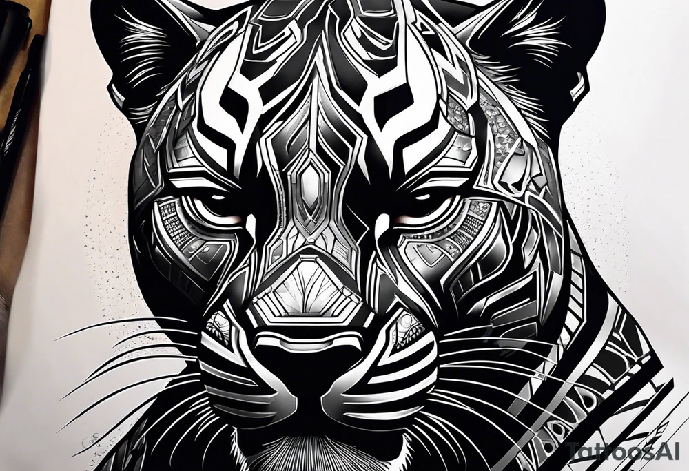 Black panther portrait tattoo idea