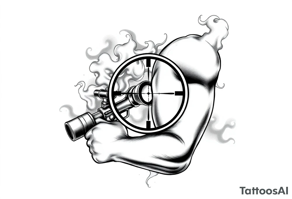 2d scope crosshairs with smoke in background tattoo idea