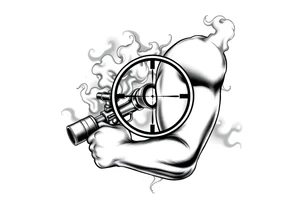 2d scope crosshairs with smoke in background tattoo idea