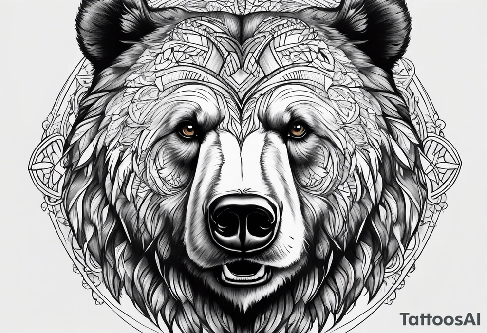 Bear face tattoo idea