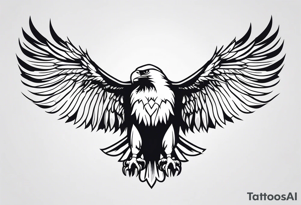 eagle full body fly down vector tattoo idea