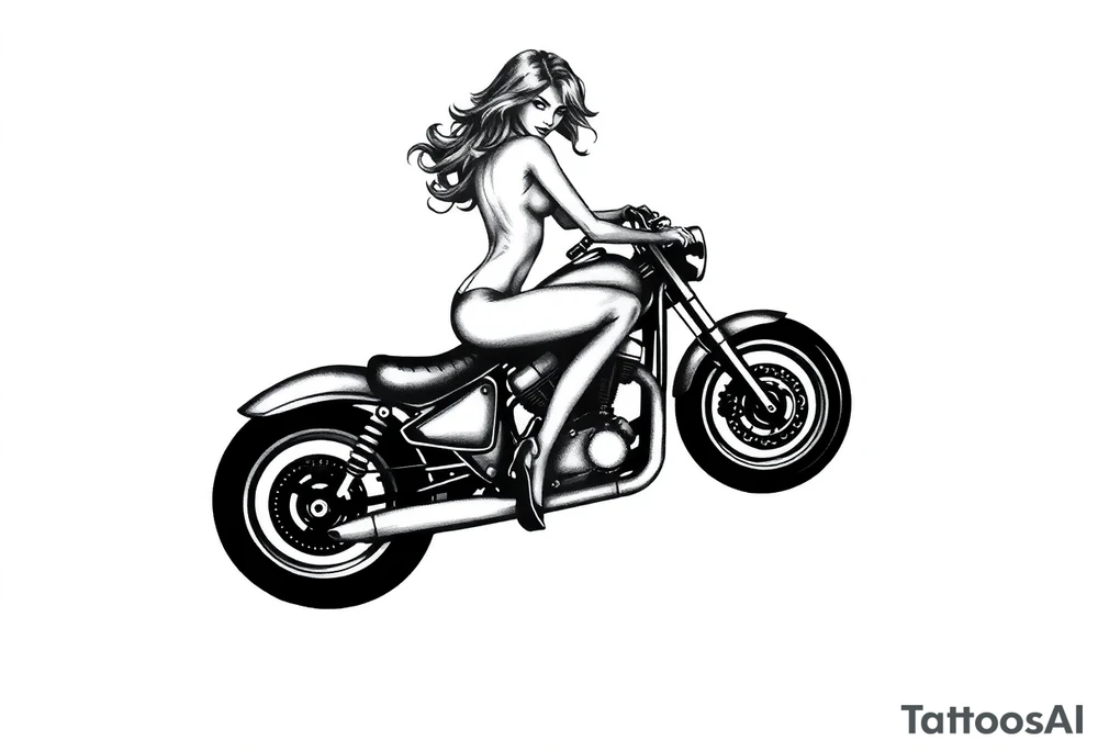 naked girl on motorcycle, slut, angry, leather tattoo idea