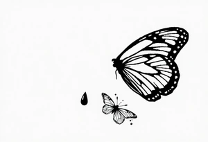 close up Bleeding butterfly and a second one and his placement is right and down from the first one tattoo idea