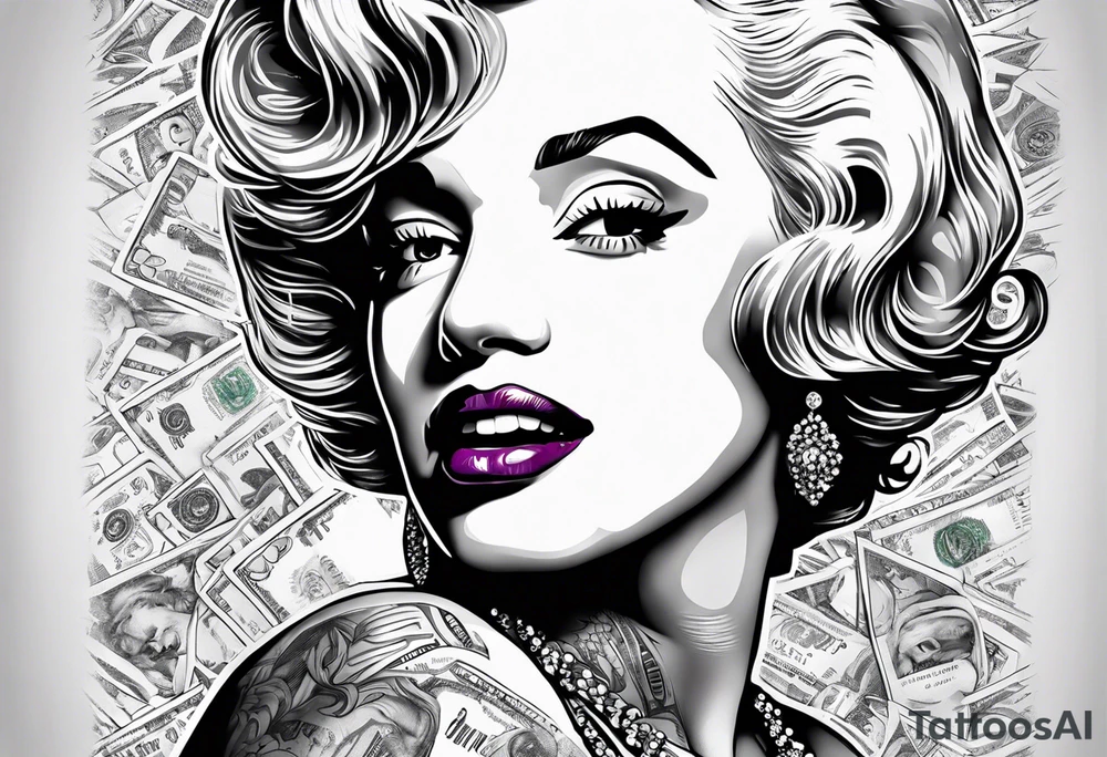 marilyn monroe scarface  money backgrouund tattoo idea