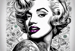 marilyn monroe scarface  money backgrouund tattoo idea