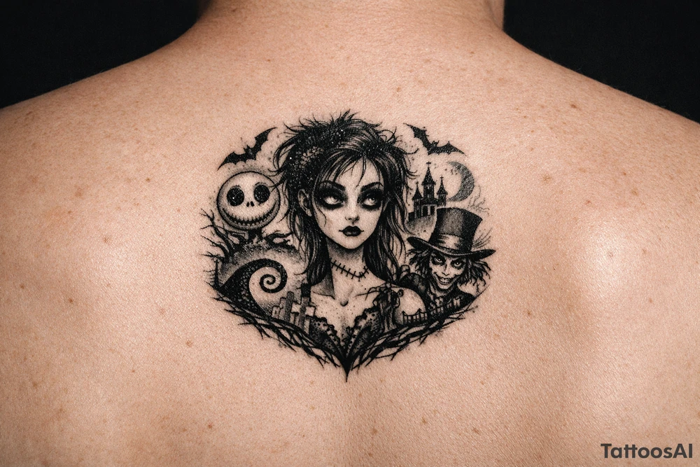 Un tattoo féminin, inspiré des classiques de Tim Burton tattoo idea