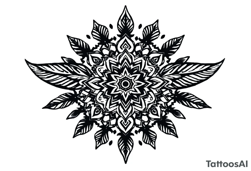 spiritual feather indian mandala shaman rune tattoo idea