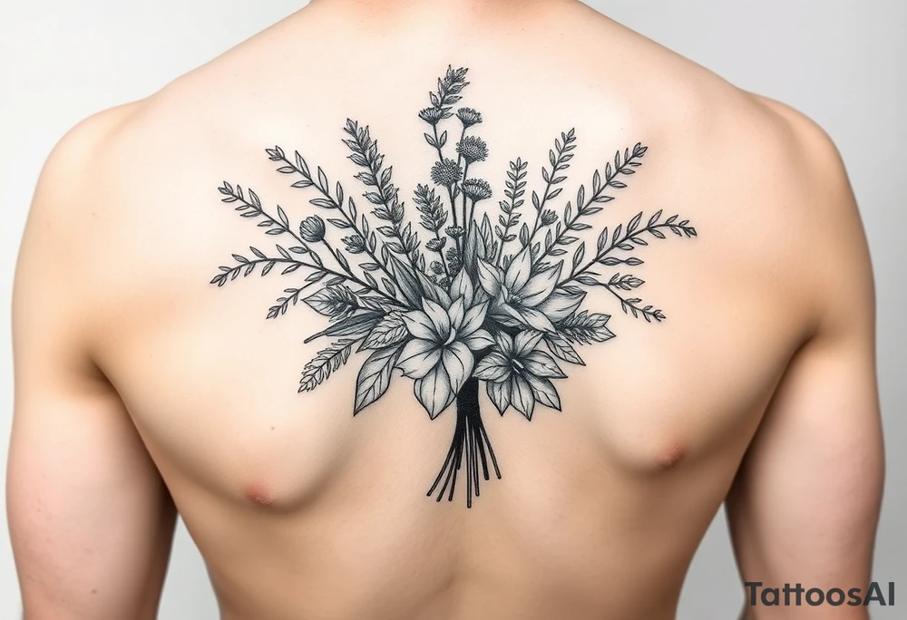 an herb bouquet tattoo idea