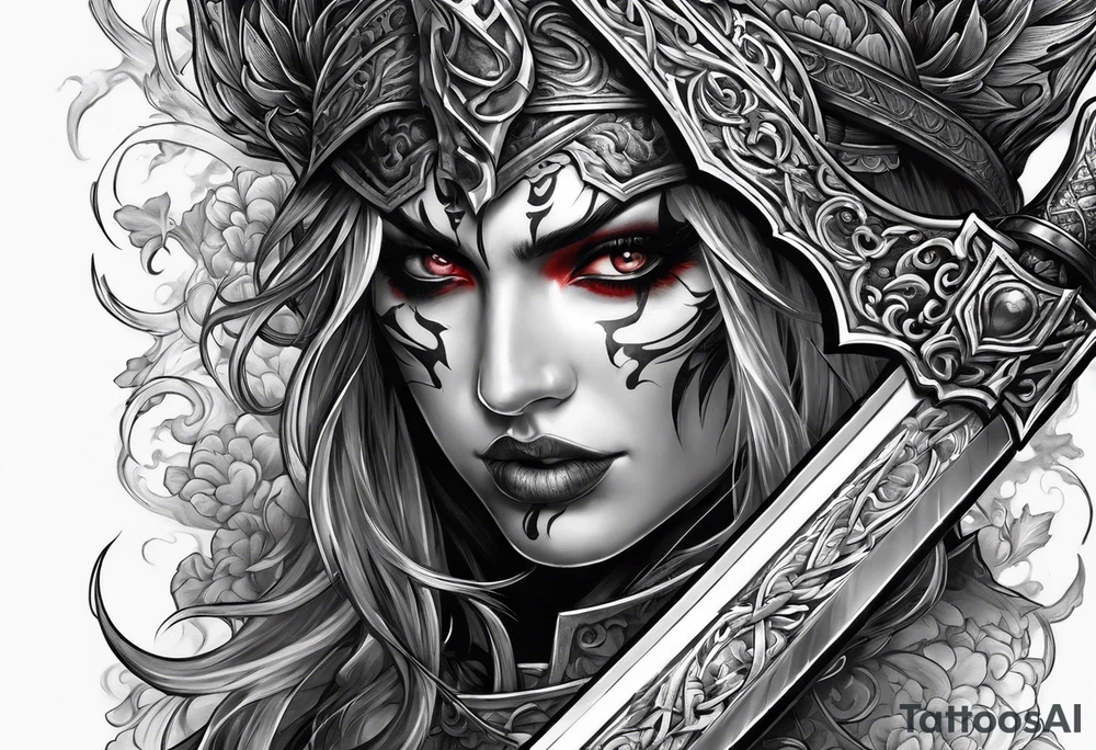 nemesis sword scary blood hell tattoo idea