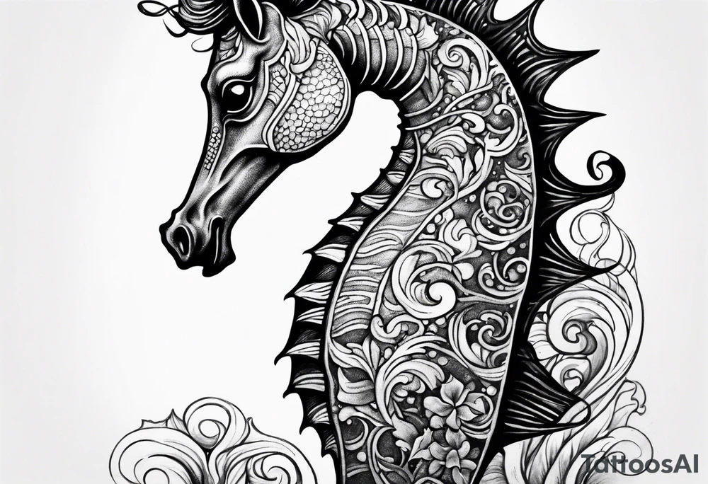 Under ocean seahorse tattoo idea