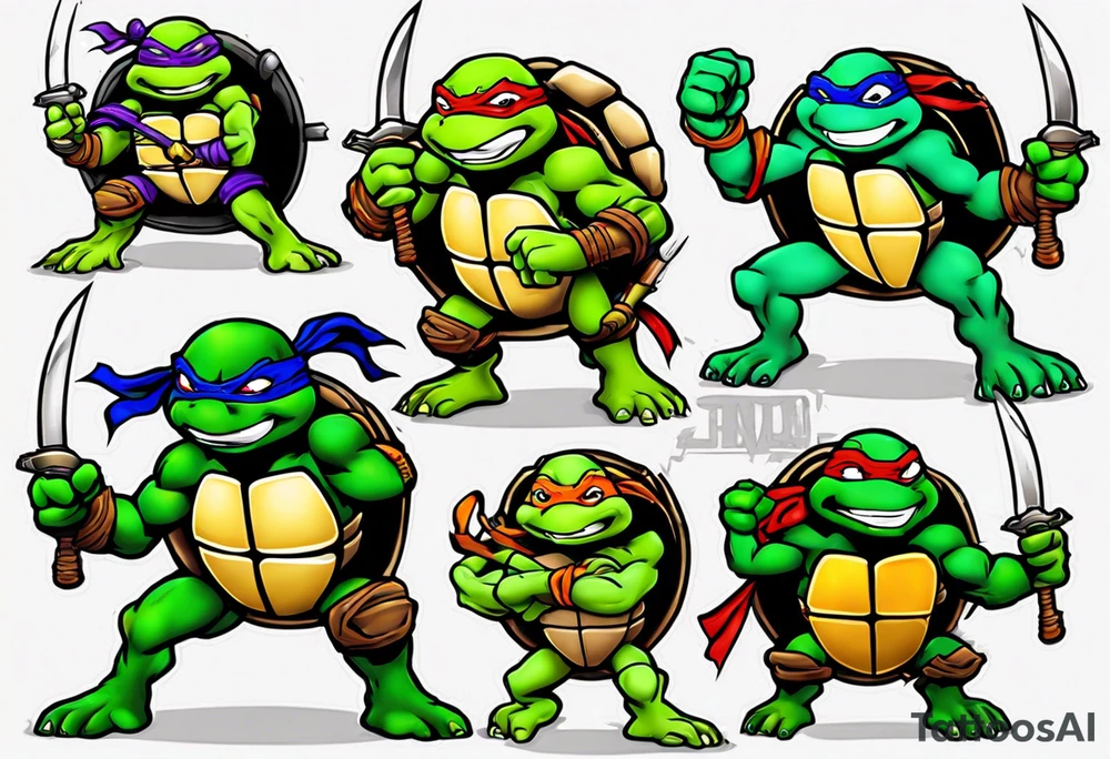 teenage mutant ninja turtles arm sleeve tattoo idea
