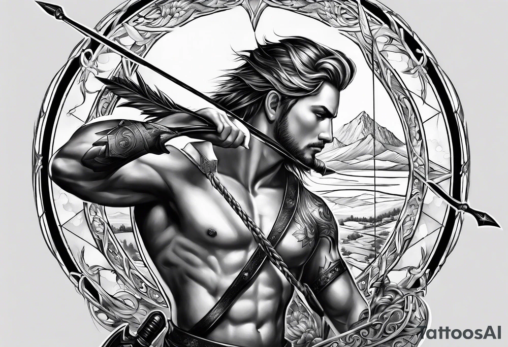 Sagittarius  realistic men tattoo idea
