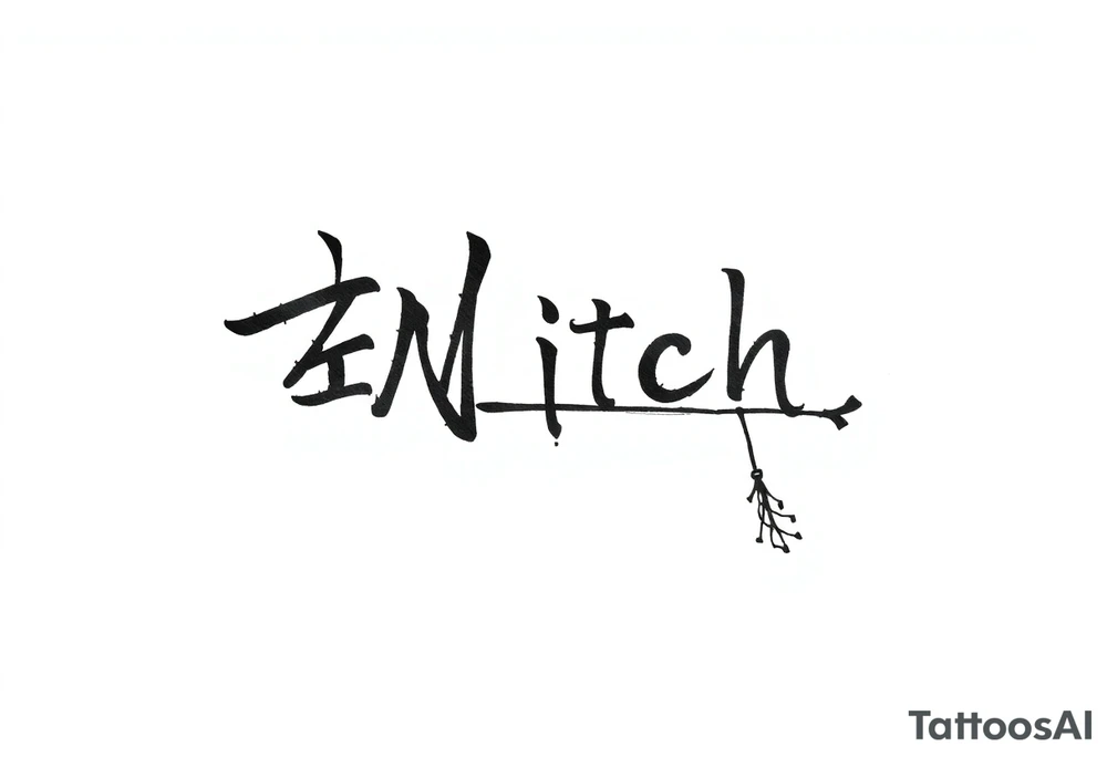 The word “싸이커스” and witch tattoo idea