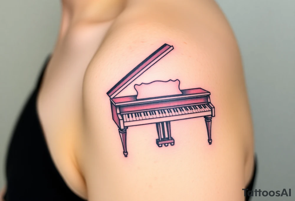 Colorful piano tattoo idea