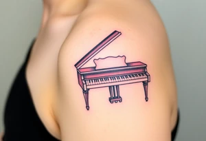 Colorful piano tattoo idea