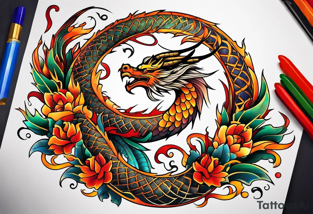 dragon and phoenix tattoo tattoo idea