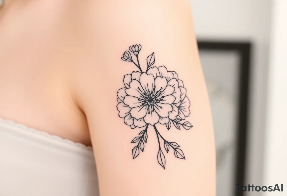 Rose and Chrysanthemum bouquet tattoo tattoo idea