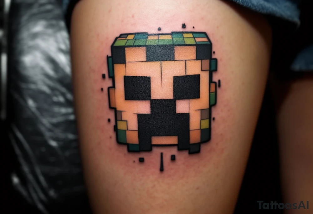 Small Minecraft creeper head block smaller tattoo idea