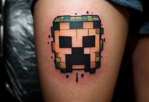 Small Minecraft creeper head block smaller tattoo idea