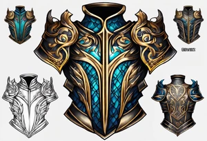greaves armor 
front and back tattoo idea