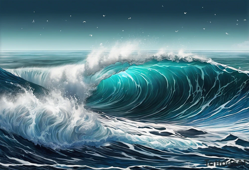 an half sleeve for my lower left leg that is completely rough ocean water tattoo idea