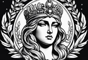 Athena with a laurel wreath in the middle tattoo idea