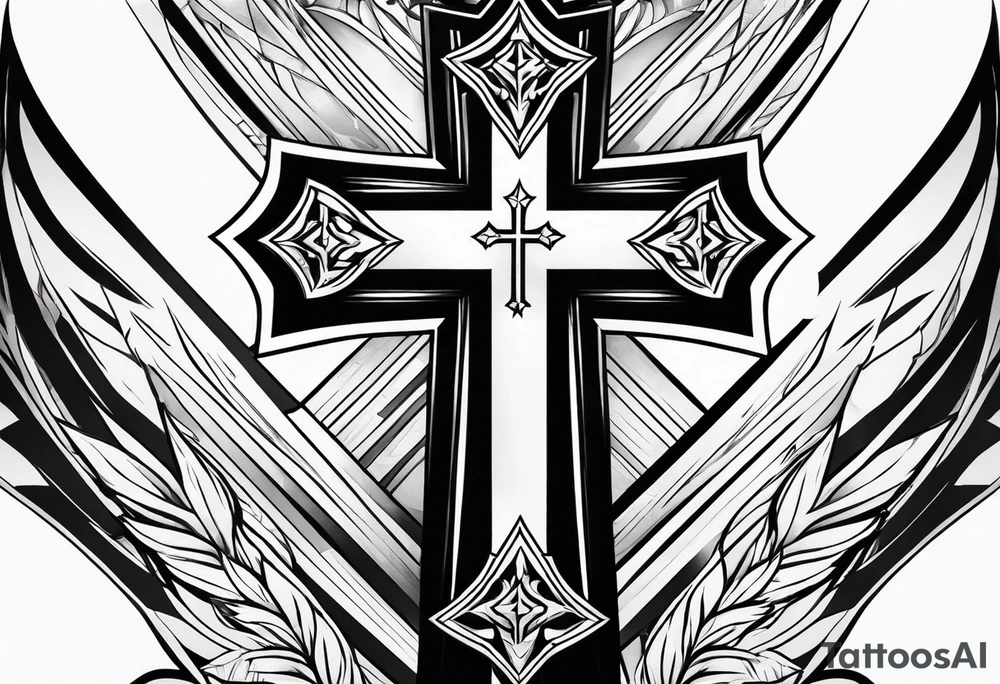 A cross and a fighter tattoo idea