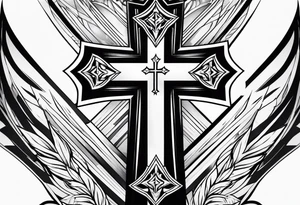 A cross and a fighter tattoo idea