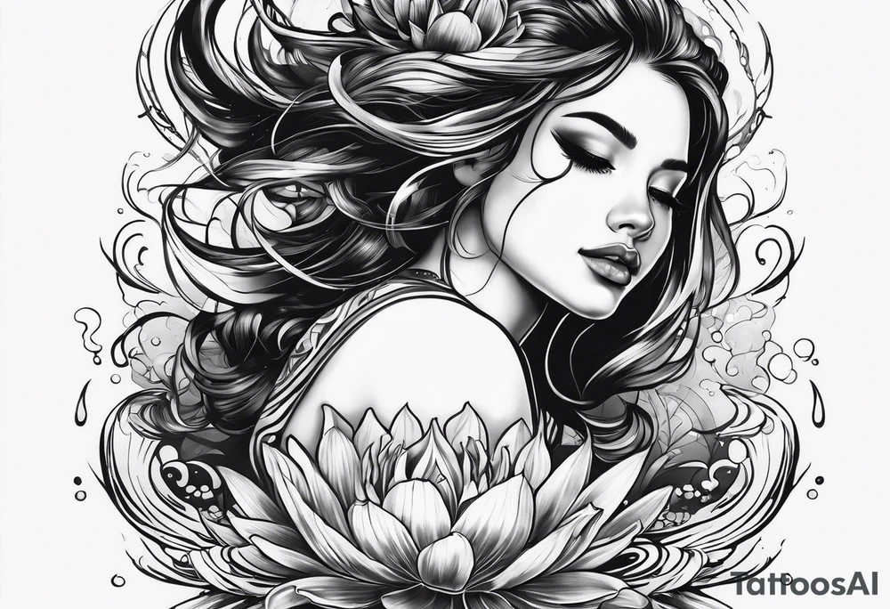 girl on her back floating in water tattoo idea