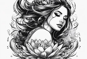 girl on her back floating in water tattoo idea