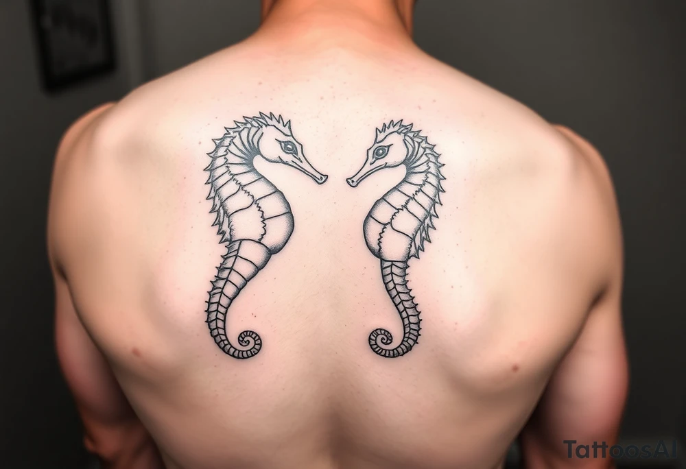 His and hers sea horses tattoo idea