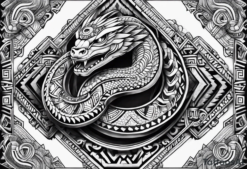 aztec snake sleeve tattoo idea