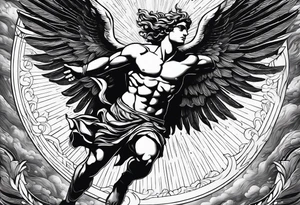 icarus greek god flying into the sun and falling down tattoo idea