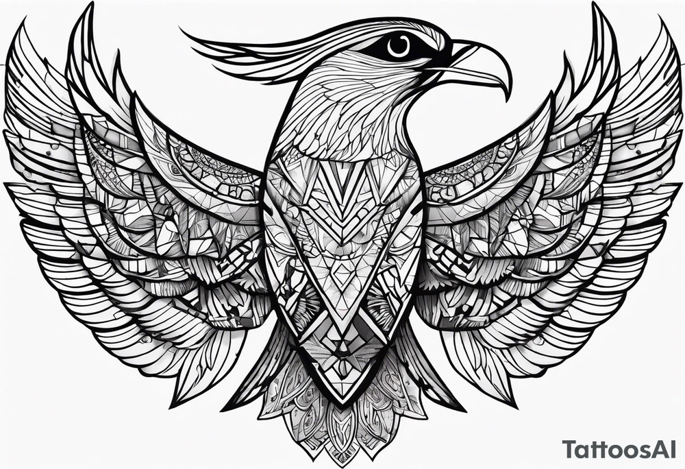 african, cultural, chest tattoo, include some bird wings as well tattoo idea