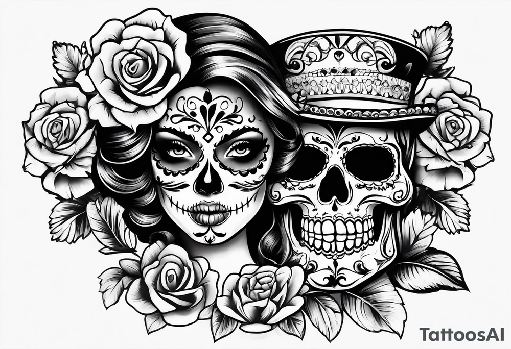 Sugar skull senorita tattoo idea