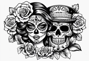Sugar skull senorita tattoo idea