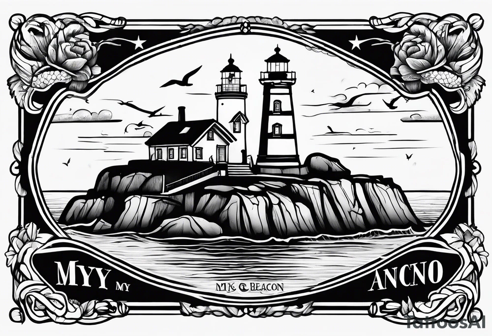 Lighthouse and anchor that says "my beacon, my anchor" tattoo idea