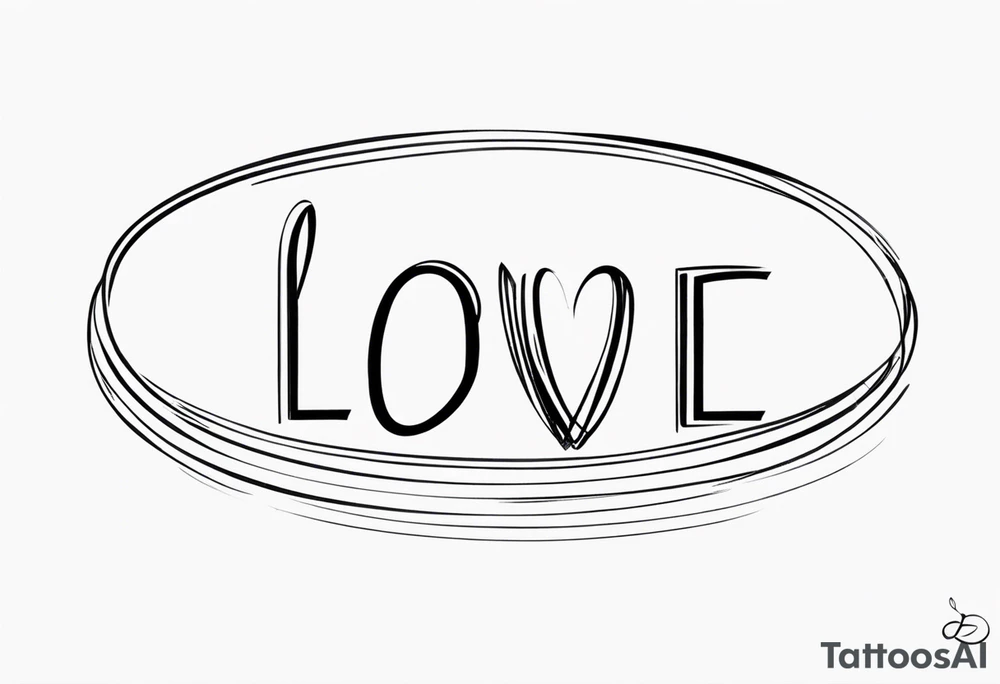 minimalist draw paw print in the word love with a halo over the o tattoo idea