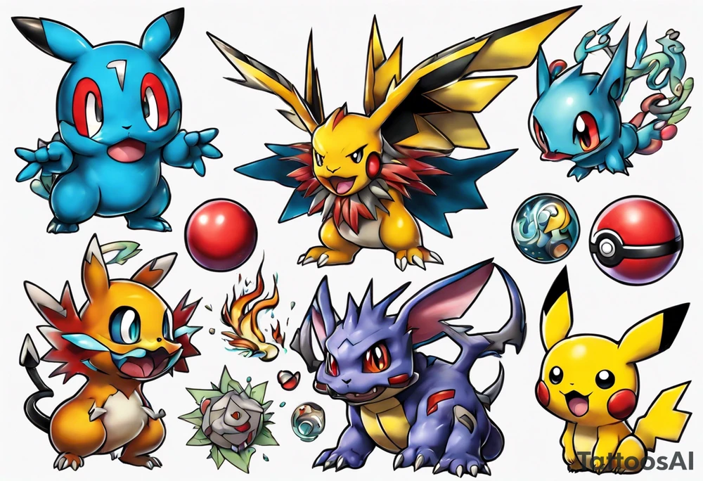 Hybrid design for original pokémon tattoo idea