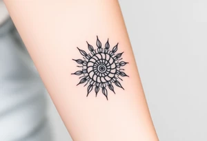 Fibonacci spiral shell sun tattoo idea