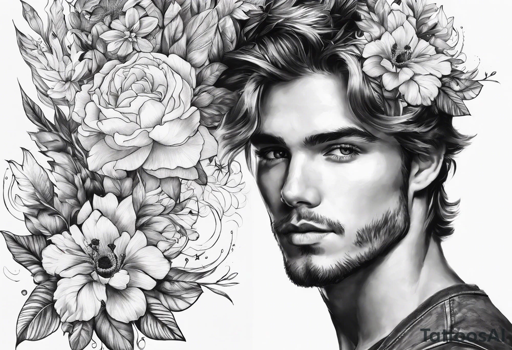 flower fire for a male tattoo idea