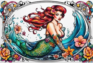 Pin up mermaid tattoo idea