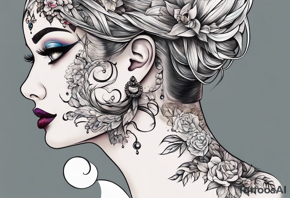 Side of the neck tattoo idea