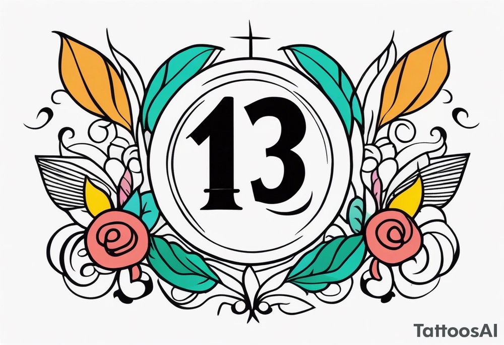 I would like a tattoo, featuring only 
number 13 in a colorful old school style. tattoo idea